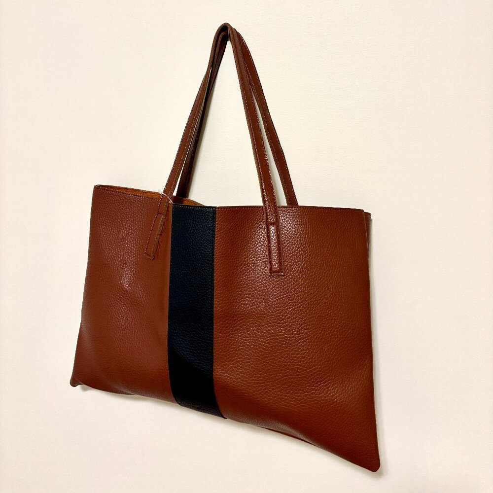 Vince Camuto Brown Tote with Black Stripe